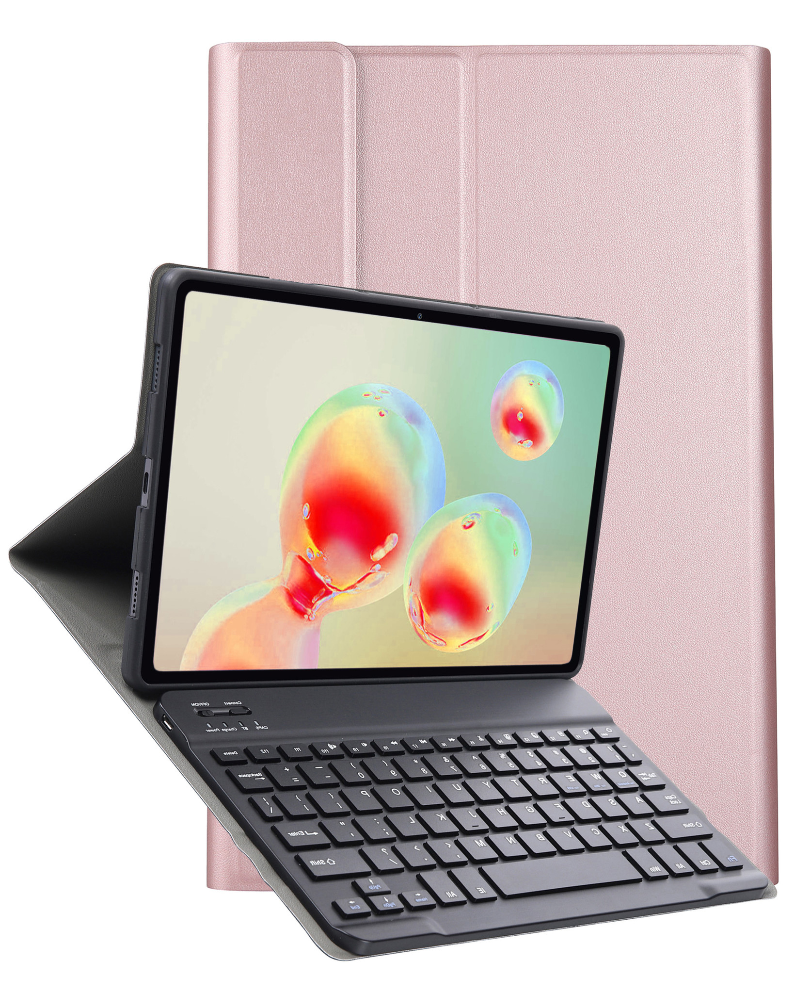 Nomfy Hoes Geschikt voor Samsung Galaxy Tab S6 Lite Hoes Toetsenbord Hoes Case Book Cover Hoesje - Hoesje Geschikt voor Samsung Tab S6 Lite Keyboard Hoes - Rosé goud