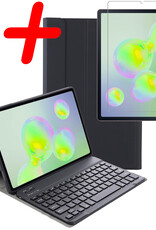BASEY. Hoesje Geschikt voor Samsung Galaxy Tab S6 Lite Toetsenbord Hoes Book Case Met Screenprotector - Hoes Geschikt voor Samsung Tab S6 Lite Toetsenbord Hoesje Keyboard Cover - Zwart
