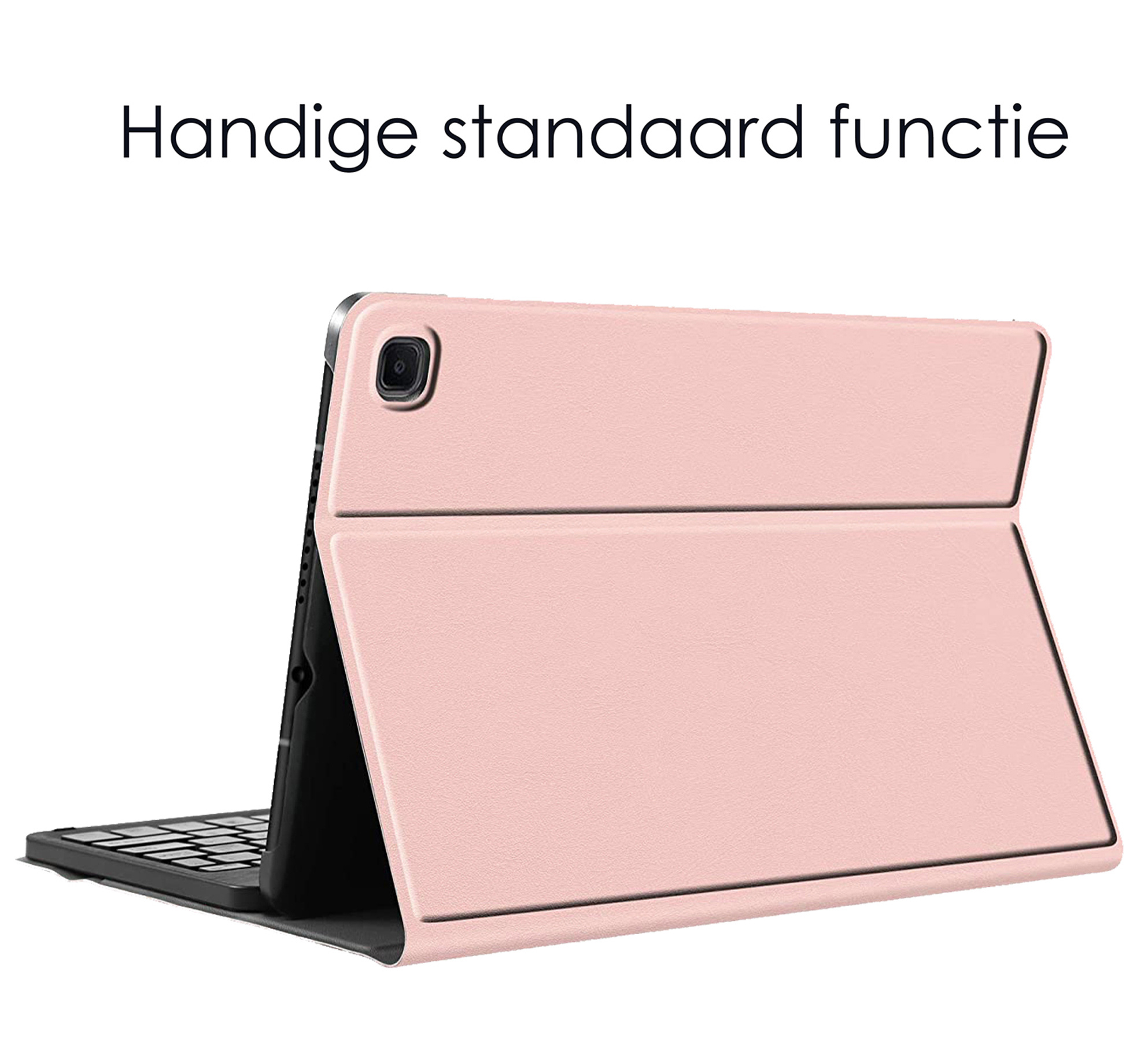 NoXx Hoesje Geschikt voor Samsung Galaxy Tab S6 Lite Hoesje Toetsenbord Hoes Met Screenprotector - Hoes Geschikt voor Samsung Tab S6 Lite Keyboard Case Book Cover - Rosé goud