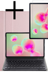 NoXx Hoesje Geschikt voor Samsung Galaxy Tab S6 Lite Hoesje Toetsenbord Hoes Met Screenprotector - Hoes Geschikt voor Samsung Tab S6 Lite Keyboard Case Book Cover - Rosé goud