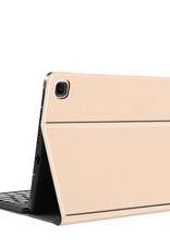 Nomfy Hoes Geschikt voor Samsung Galaxy Tab S6 Lite Hoes Toetsenbord Hoes Case Book Cover Hoesje Met Screenprotector - Hoesje Geschikt voor Samsung Tab S6 Lite Keyboard Hoes - Goud