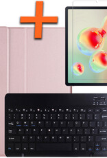 Nomfy Hoes Geschikt voor Samsung Galaxy Tab S6 Lite Hoes Toetsenbord Hoes Case Book Cover Hoesje Met Screenprotector - Hoesje Geschikt voor Samsung Tab S6 Lite Keyboard Hoes - Rosé goud