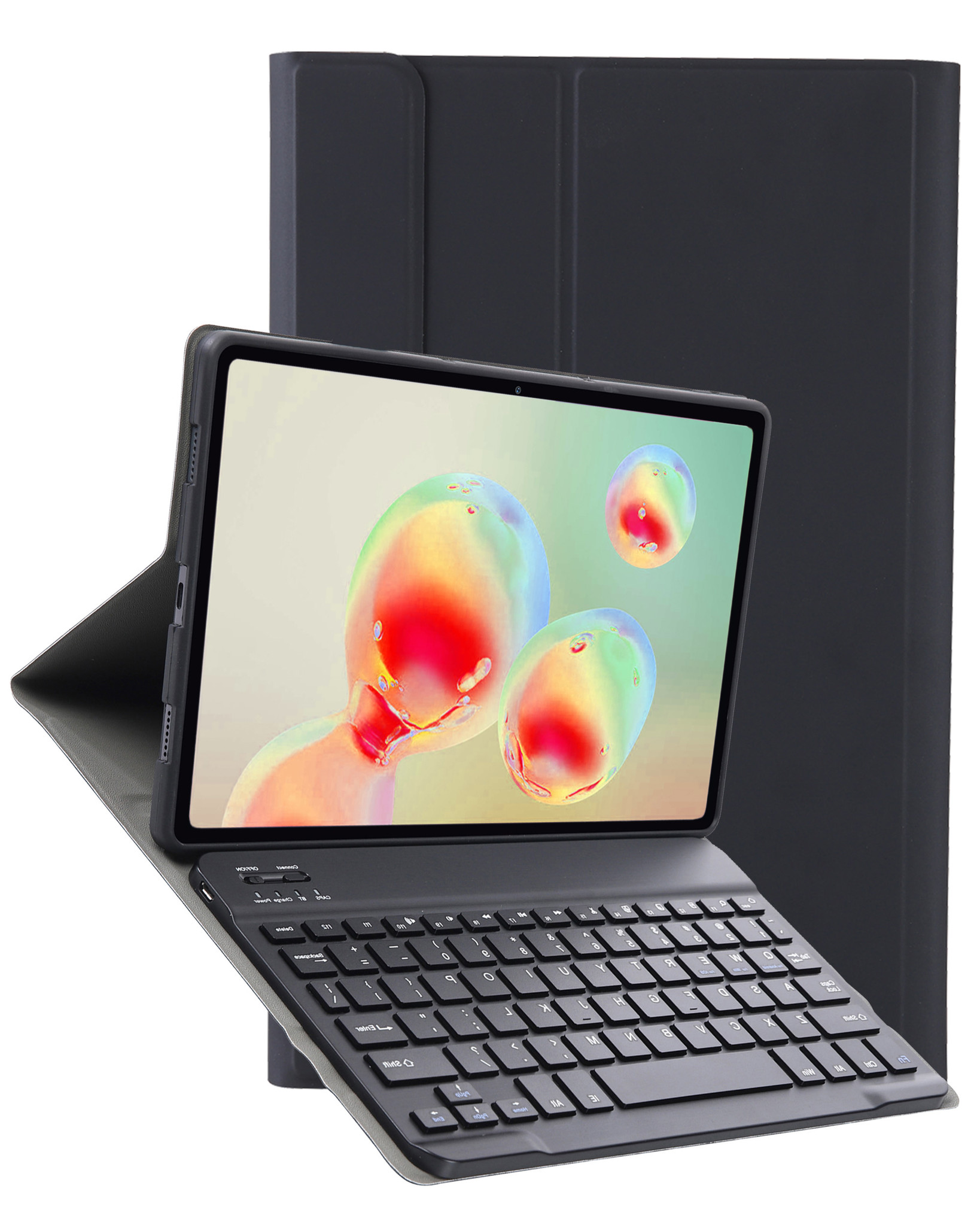 Nomfy Hoes Geschikt voor Samsung Galaxy Tab S6 Lite Hoes Toetsenbord Hoes Case Book Cover Hoesje Met Screenprotector - Hoesje Geschikt voor Samsung Tab S6 Lite Keyboard Hoes - Zwart