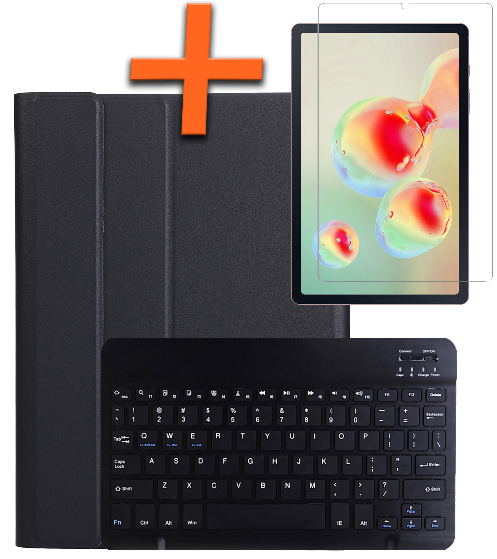 Nomfy Hoes Geschikt voor Samsung Galaxy Tab S6 Lite Hoes Toetsenbord Hoes Case Book Cover Hoesje Met Screenprotector - Hoesje Geschikt voor Samsung Tab S6 Lite Keyboard Hoes - Zwart