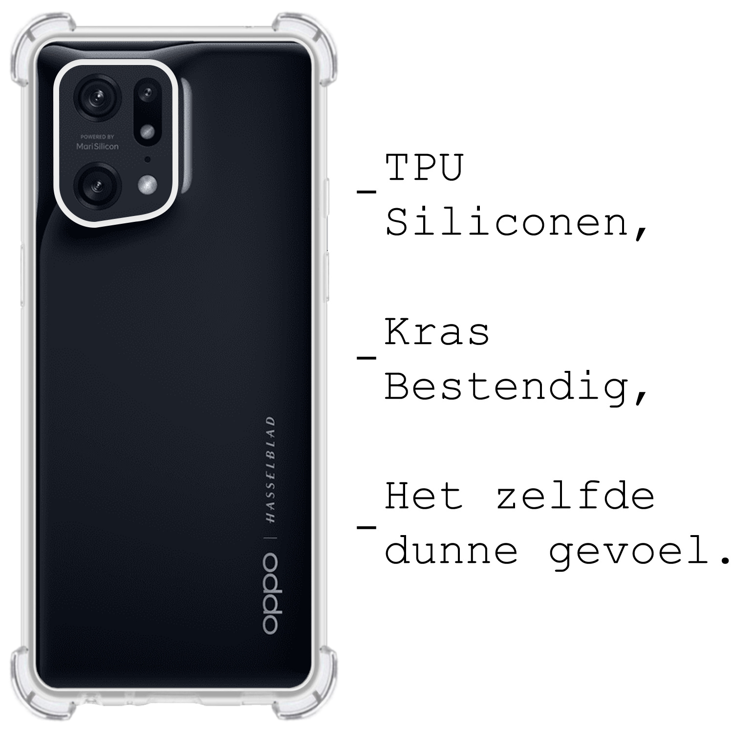 BASEY. Hoes Geschikt voor OPPO Find X5 Hoesje Shock Proof Case Hoes Siliconen - Hoesje Geschikt voor OPPO X5 Hoes Cover Shockproof - Transparant