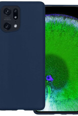 BASEY. Hoes Geschikt voor OPPO Find X5 Hoesje Siliconen Back Cover Case - Hoesje Geschikt voor OPPO X5 Hoes Cover Hoesje - Donkerblauw
