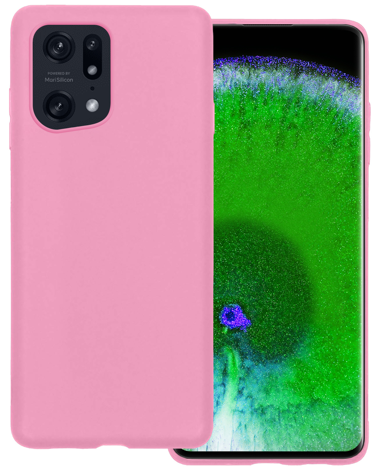 BASEY. Hoes Geschikt voor OPPO Find X5 Hoesje Siliconen Back Cover Case - Hoesje Geschikt voor OPPO X5 Hoes Cover Hoesje - Lichtroze
