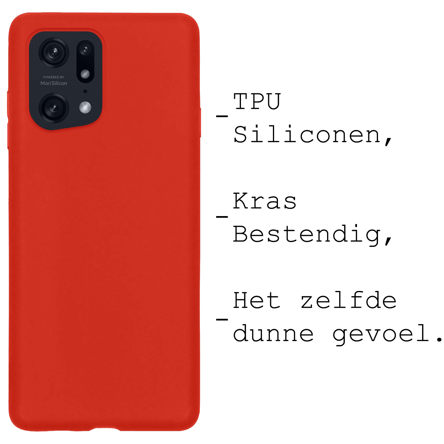 BASEY. Hoes Geschikt voor OPPO Find X5 Hoesje Siliconen Back Cover Case - Hoesje Geschikt voor OPPO X5 Hoes Cover Hoesje - Rood