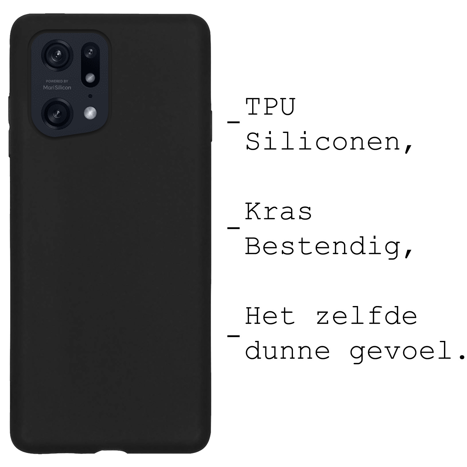 BASEY. Hoes Geschikt voor OPPO Find X5 Hoesje Siliconen Back Cover Case - Hoesje Geschikt voor OPPO X5 Hoes Cover Hoesje - Zwart