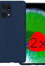 BASEY. Hoes Geschikt voor OPPO Find X5 Hoesje Siliconen Back Cover Case - Hoesje Geschikt voor OPPO X5 Hoes Cover Hoesje - Donkerblauw - 2 Stuks