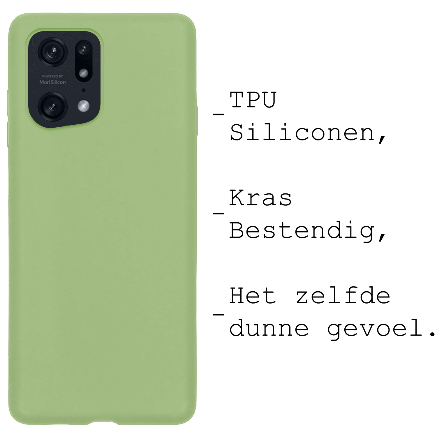 BASEY. Hoes Geschikt voor OPPO Find X5 Hoesje Siliconen Back Cover Case - Hoesje Geschikt voor OPPO X5 Hoes Cover Hoesje - Groen - 2 Stuks