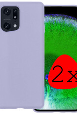 BASEY. Hoes Geschikt voor OPPO Find X5 Hoesje Siliconen Back Cover Case - Hoesje Geschikt voor OPPO X5 Hoes Cover Hoesje - Lila - 2 Stuks