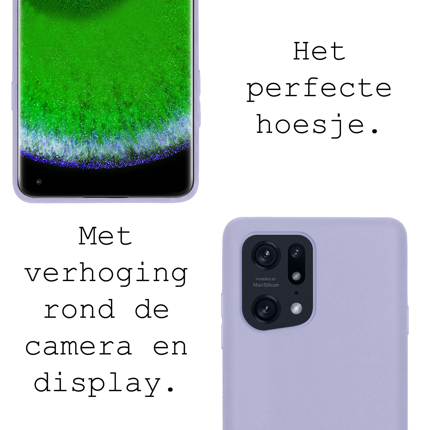 BASEY. Hoes Geschikt voor OPPO Find X5 Hoesje Siliconen Back Cover Case - Hoesje Geschikt voor OPPO X5 Hoes Cover Hoesje - Lila - 2 Stuks