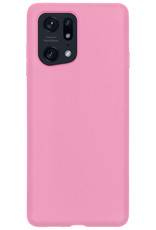 BASEY. Hoes Geschikt voor OPPO Find X5 Hoesje Siliconen Back Cover Case - Hoesje Geschikt voor OPPO X5 Hoes Cover Hoesje - Lichtroze - 2 Stuks