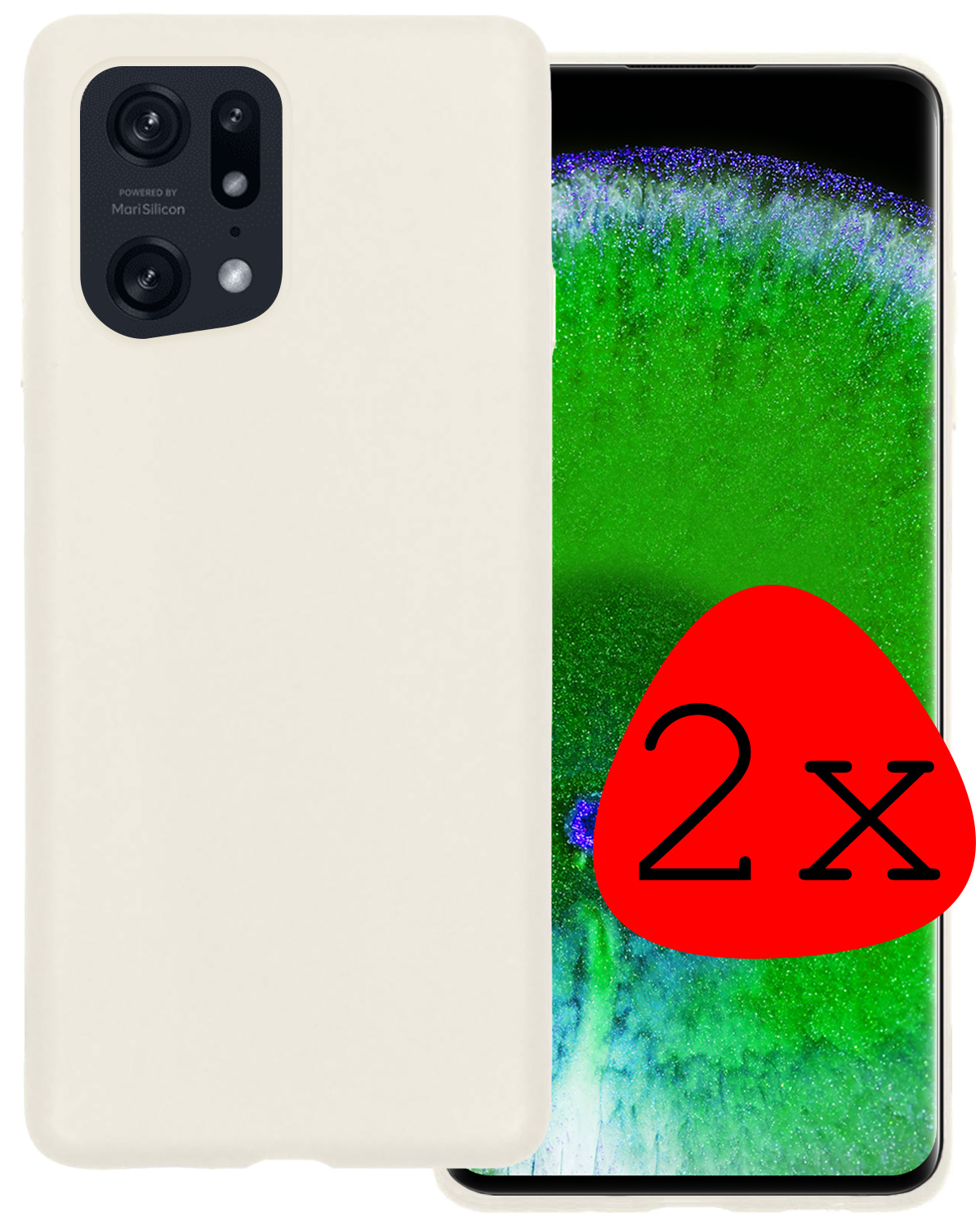 BASEY. Hoes Geschikt voor OPPO Find X5 Hoesje Siliconen Back Cover Case - Hoesje Geschikt voor OPPO X5 Hoes Cover Hoesje - Wit - 2 Stuks