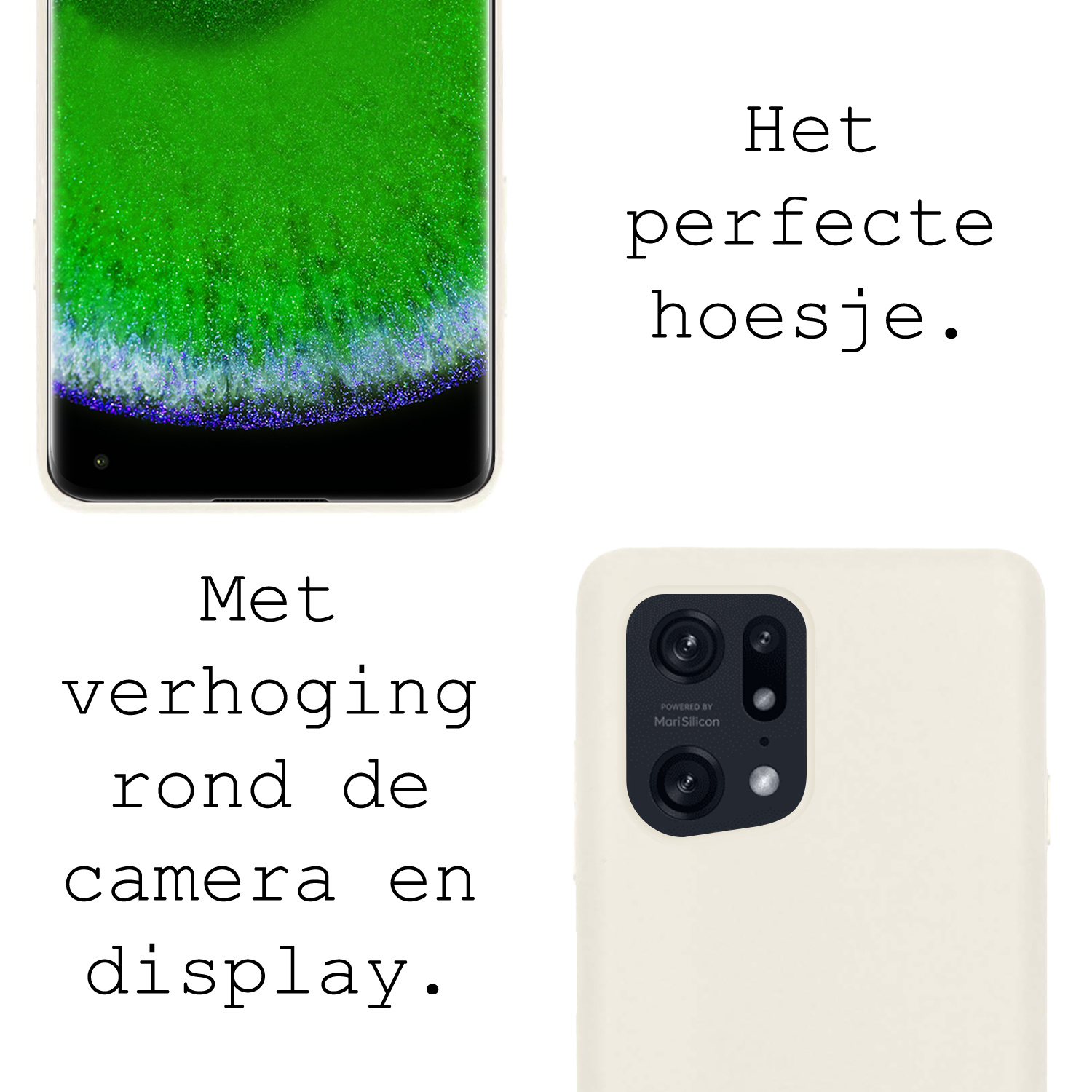 BASEY. Hoes Geschikt voor OPPO Find X5 Hoesje Siliconen Back Cover Case - Hoesje Geschikt voor OPPO X5 Hoes Cover Hoesje - Wit - 2 Stuks