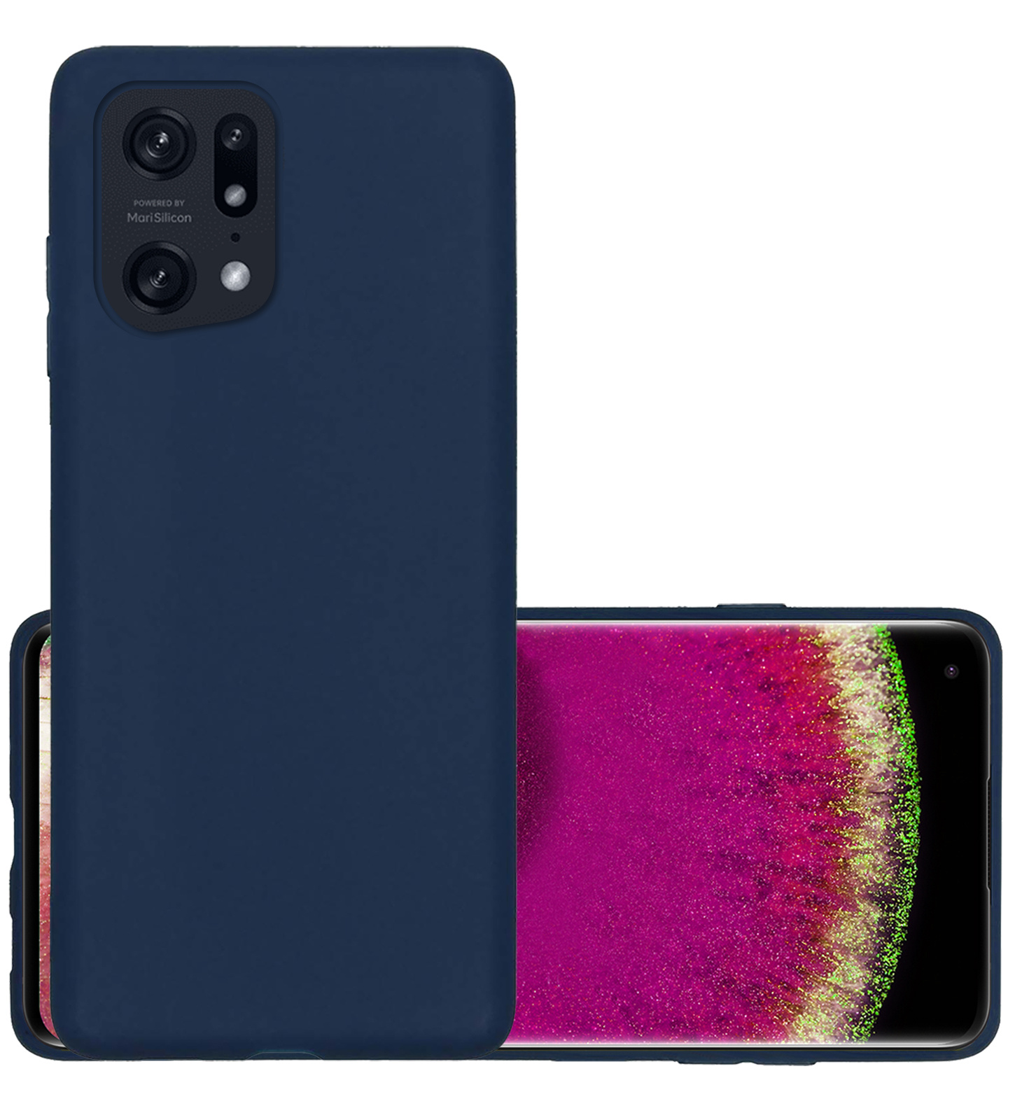 NoXx Hoes Geschikt voor OPPO Find X5 Hoesje Cover Siliconen Back Case Hoes - Donkerblauw