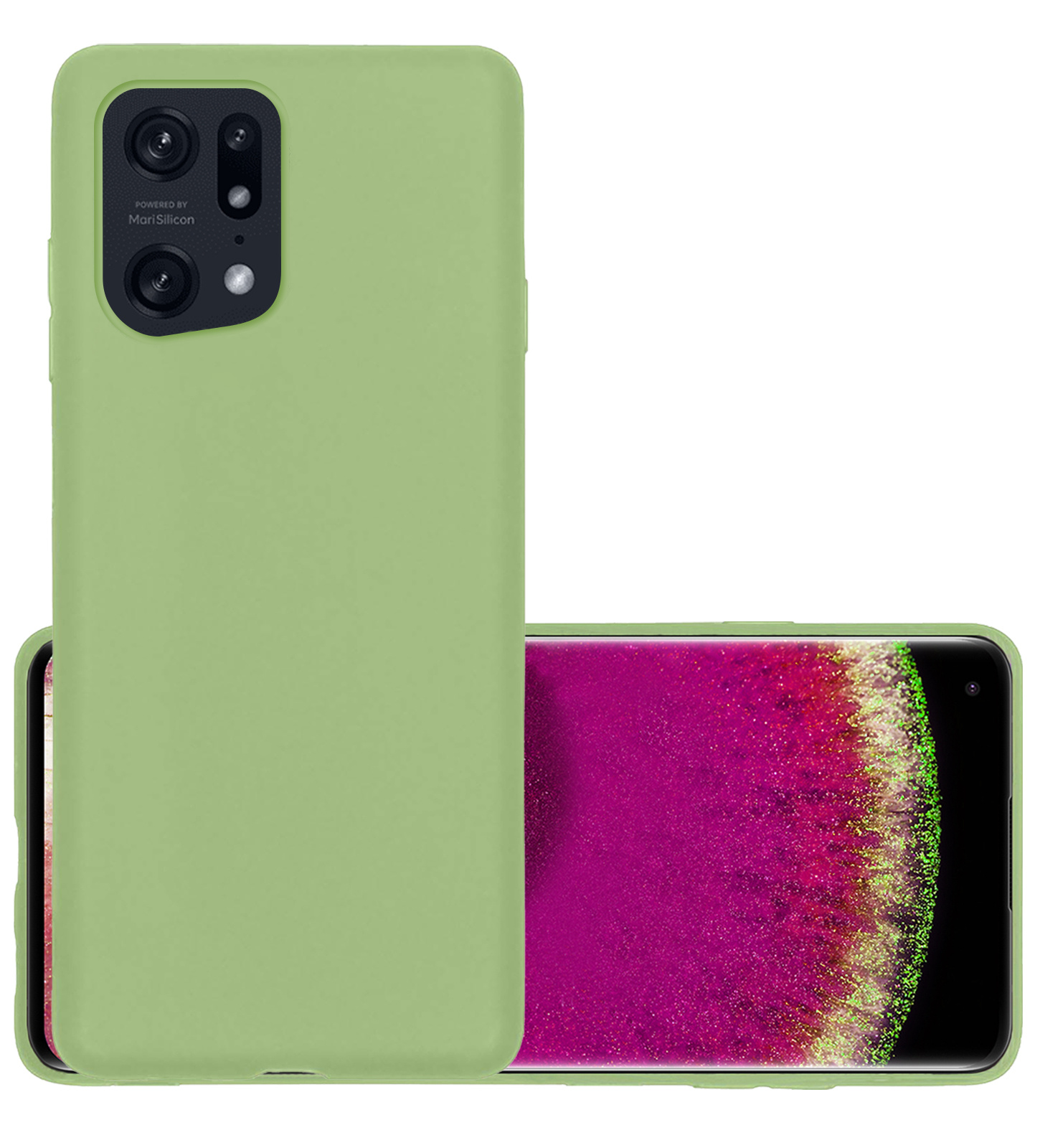 NoXx Hoes Geschikt voor OPPO Find X5 Hoesje Cover Siliconen Back Case Hoes - Groen