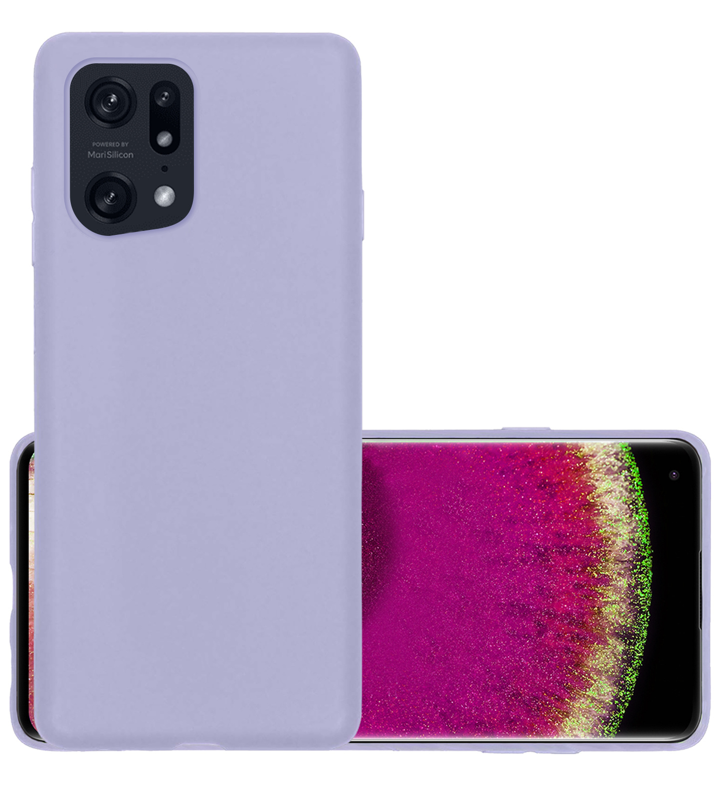 NoXx Hoes Geschikt voor OPPO Find X5 Hoesje Cover Siliconen Back Case Hoes - Lila