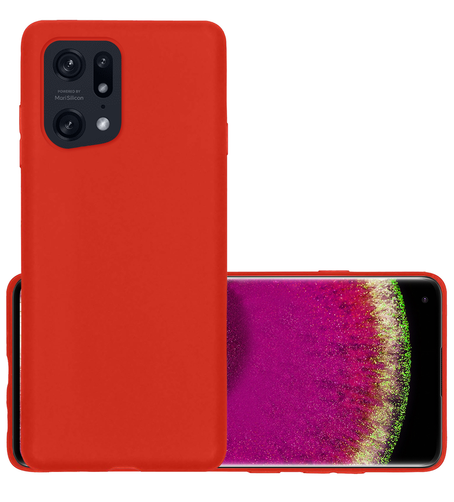 NoXx Hoes Geschikt voor OPPO Find X5 Hoesje Cover Siliconen Back Case Hoes - Rood