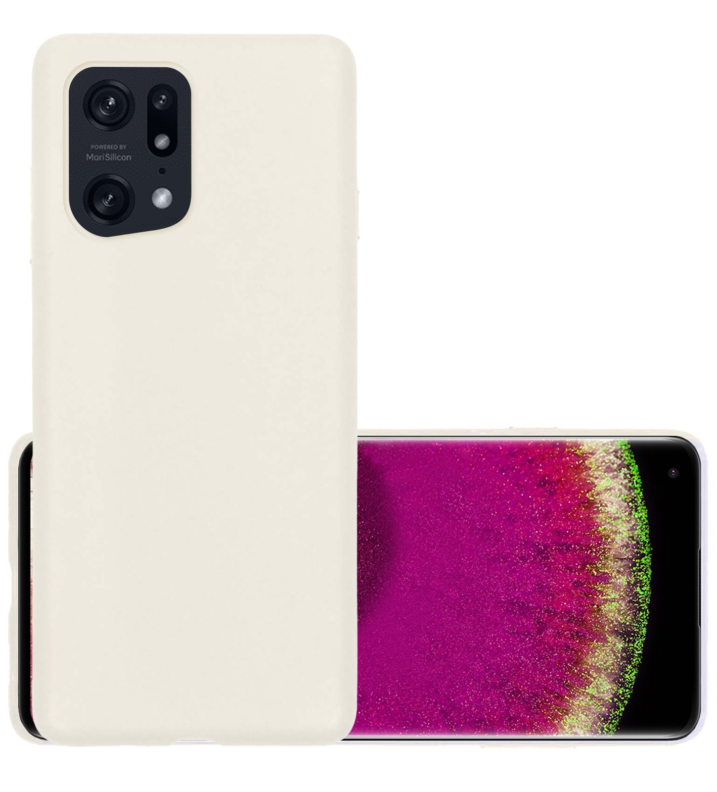NoXx Hoes Geschikt voor OPPO Find X5 Hoesje Cover Siliconen Back Case Hoes - Wit