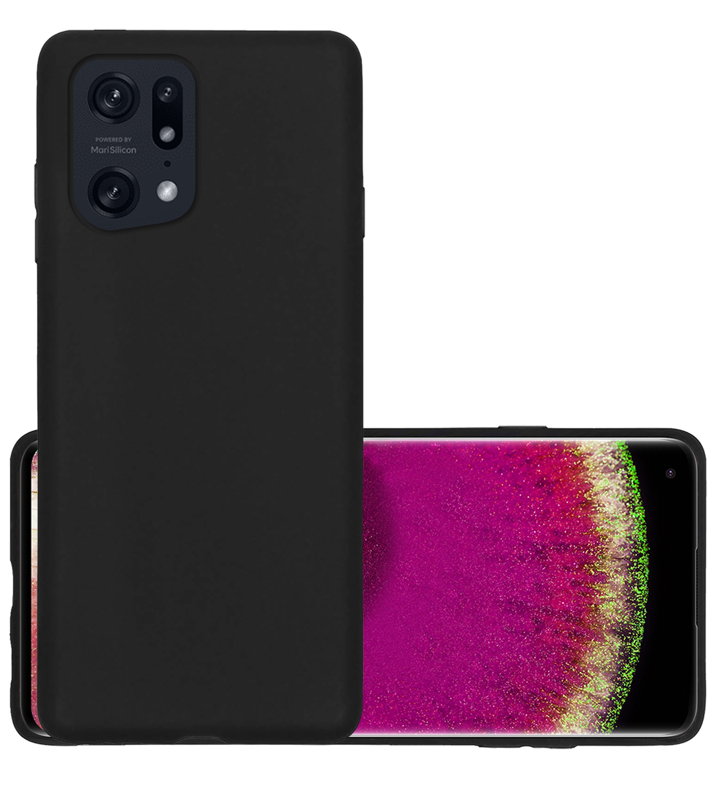 NoXx Hoes Geschikt voor OPPO Find X5 Hoesje Cover Siliconen Back Case Hoes - Zwart