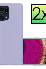 NoXx Hoes Geschikt voor OPPO Find X5 Hoesje Cover Siliconen Back Case Hoes - Lila - 2x