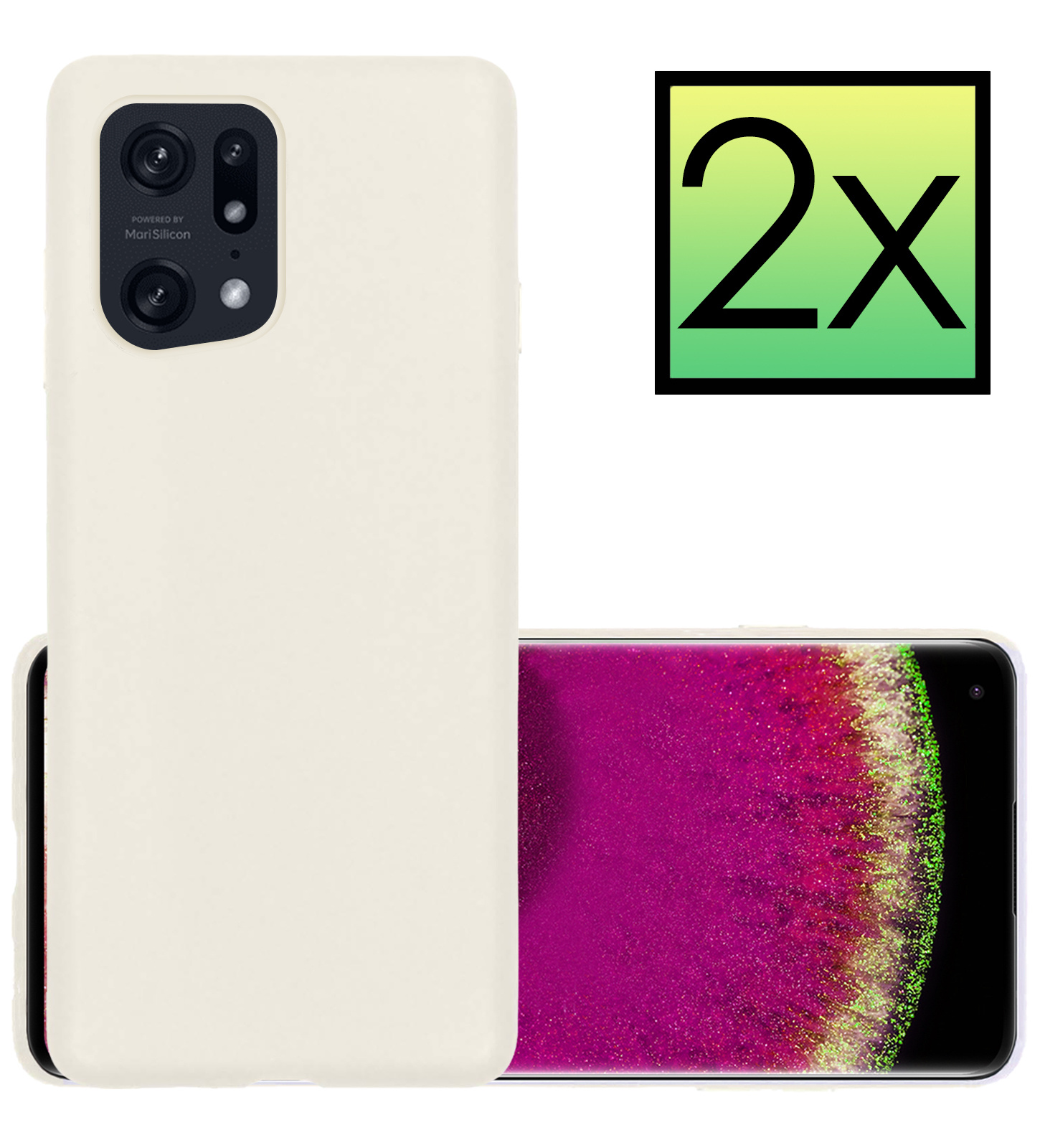 NoXx Hoes Geschikt voor OPPO Find X5 Hoesje Cover Siliconen Back Case Hoes - Wit - 2x