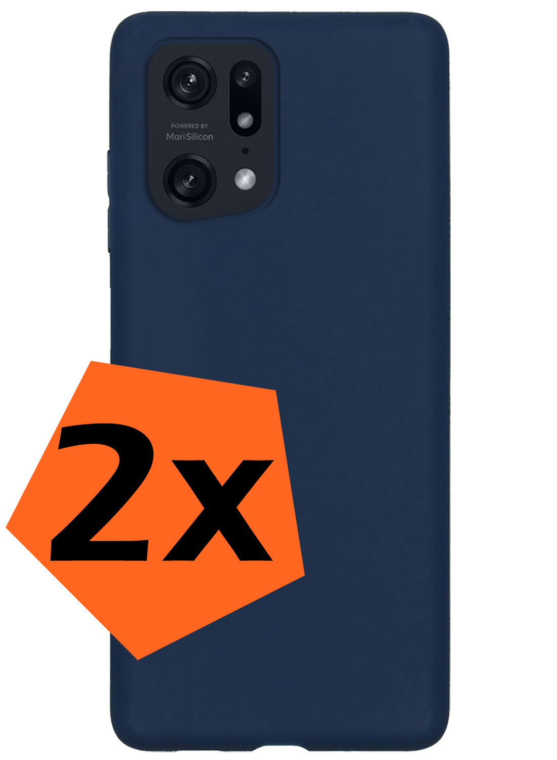 Nomfy Hoesje Geschikt voor OPPO Find X5 Hoesje Siliconen Cover Case - Hoes Geschikt voor OPPO X5 Hoes Back Case - 2-PACK - Donkerblauw