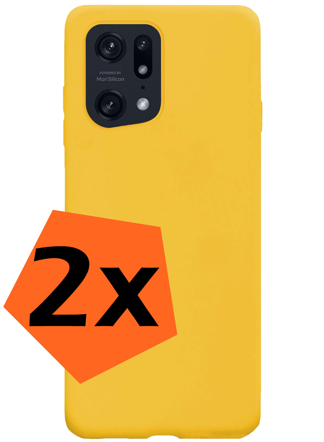 Nomfy Hoesje Geschikt voor OPPO Find X5 Hoesje Siliconen Cover Case - Hoes Geschikt voor OPPO X5 Hoes Back Case - 2-PACK - Geel