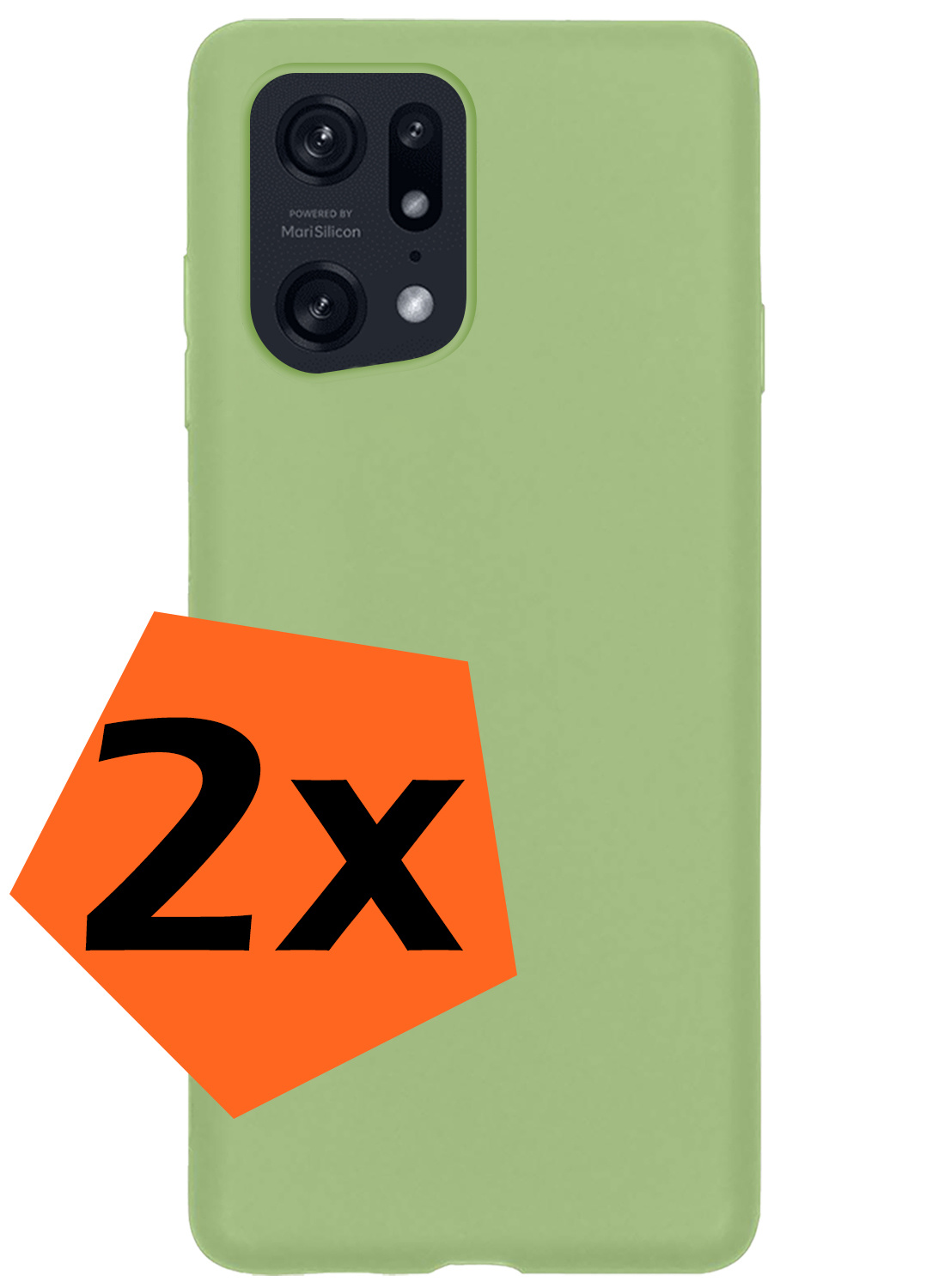 Nomfy Hoesje Geschikt voor OPPO Find X5 Hoesje Siliconen Cover Case - Hoes Geschikt voor OPPO X5 Hoes Back Case - 2-PACK - Groen