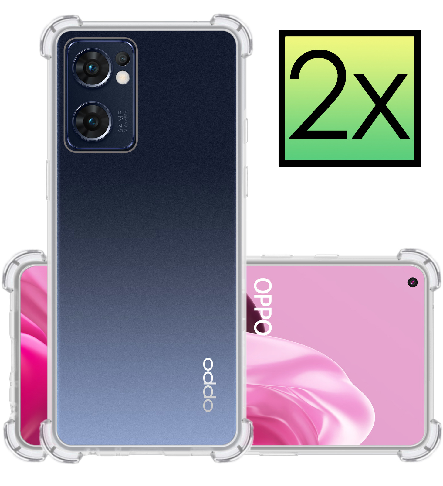 NoXx OPPO Find X5 Lite Hoesje Cover Shock Proof Case Hoes - 2x - Transparant