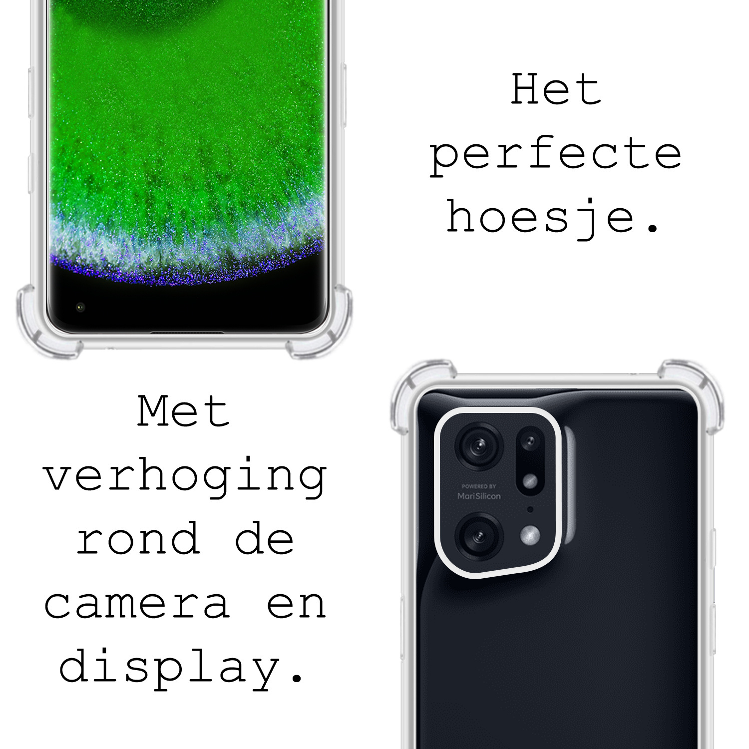BASEY. Hoes Geschikt voor OPPO Find X5 Hoesje Shock Proof Case Hoes Siliconen Met 2x Screenprotector - Hoesje Geschikt voor OPPO X5 Hoes Cover Shockproof - Transparant