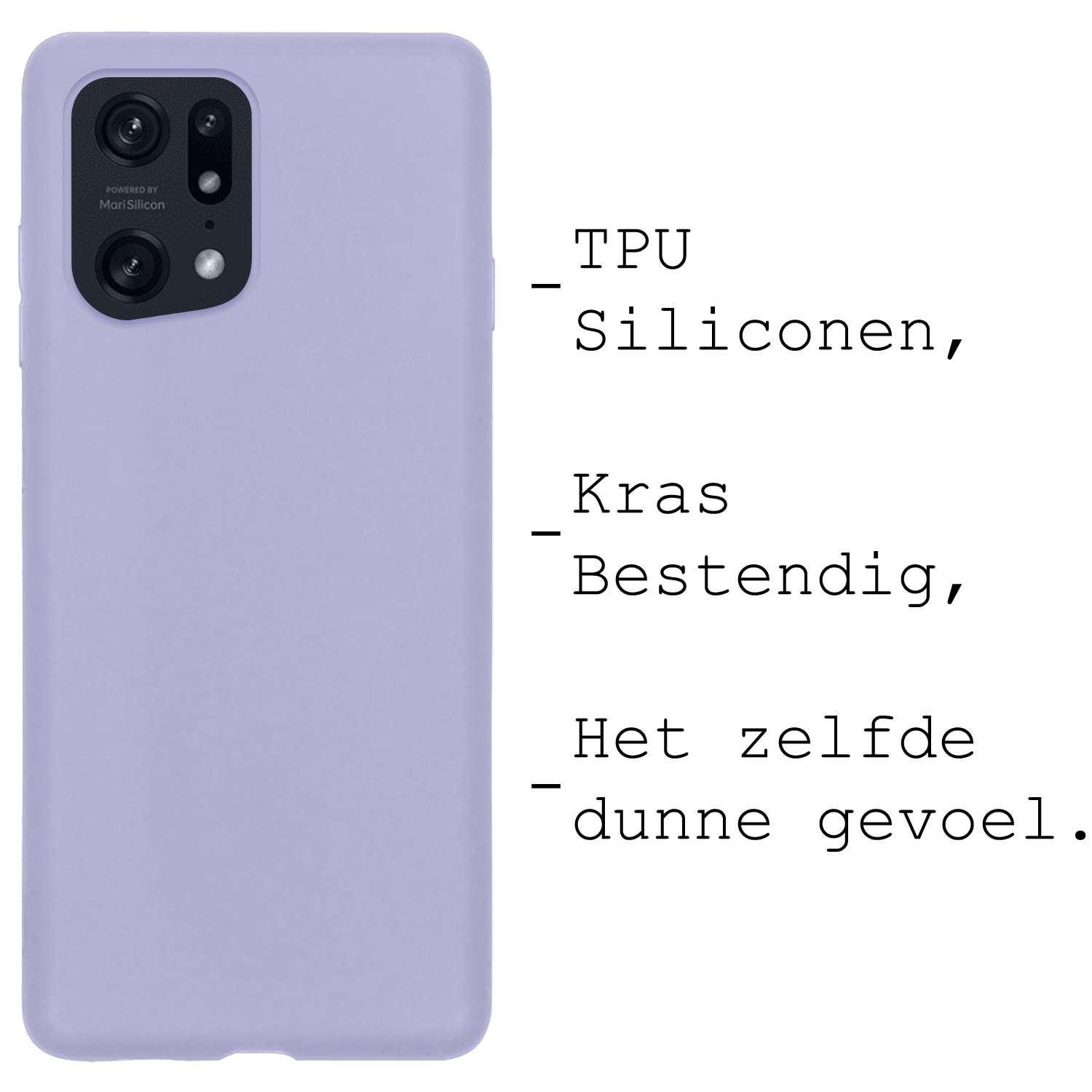 BASEY. Hoes Geschikt voor OPPO Find X5 Hoesje Siliconen Back Cover Case Met Screenprotector - Hoesje Geschikt voor OPPO X5 Hoes Cover Hoesje - Lila