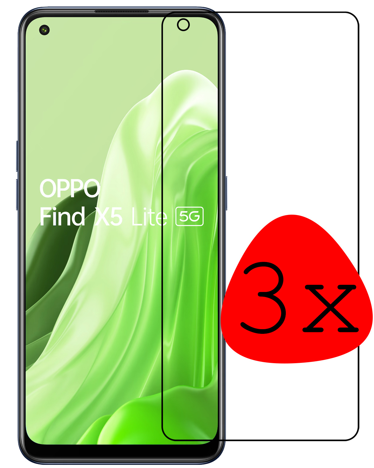 BASEY. Screenprotector Geschikt voor OPPO Find X5 Lite Screenprotector Tempered Glass - Screenprotector Geschikt voor OPPO X5 Lite Beschermglas Screen Protector Glas - 3 Stuks