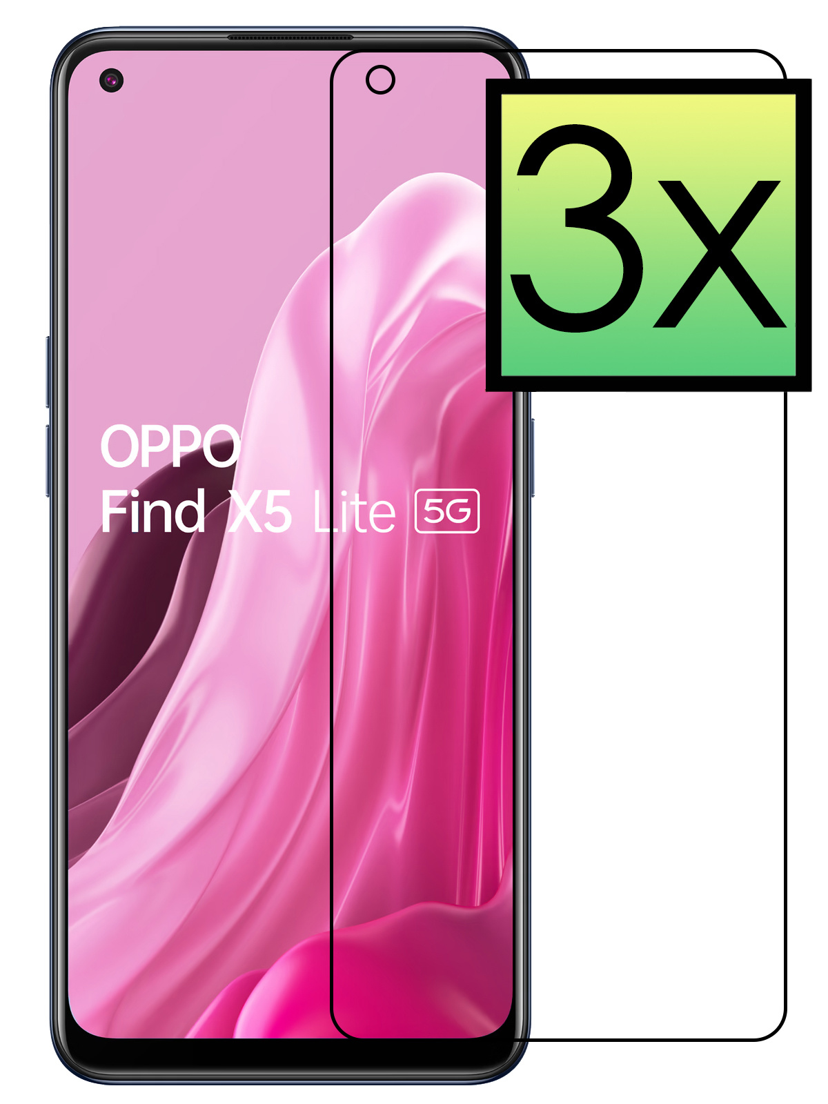 NoXx Screenprotector Geschikt voor OPPO Find X5 Lite Screenprotector Tempered Glass Gehard Glas Beschermglas - 3x