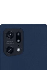 NoXx Hoes Geschikt voor OPPO Find X5 Hoesje Cover Siliconen Back Case Hoes Met 2x Screenprotector - Donkerblauw