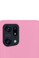 NoXx Hoes Geschikt voor OPPO Find X5 Hoesje Cover Siliconen Back Case Hoes Met 2x Screenprotector - Lichtroze