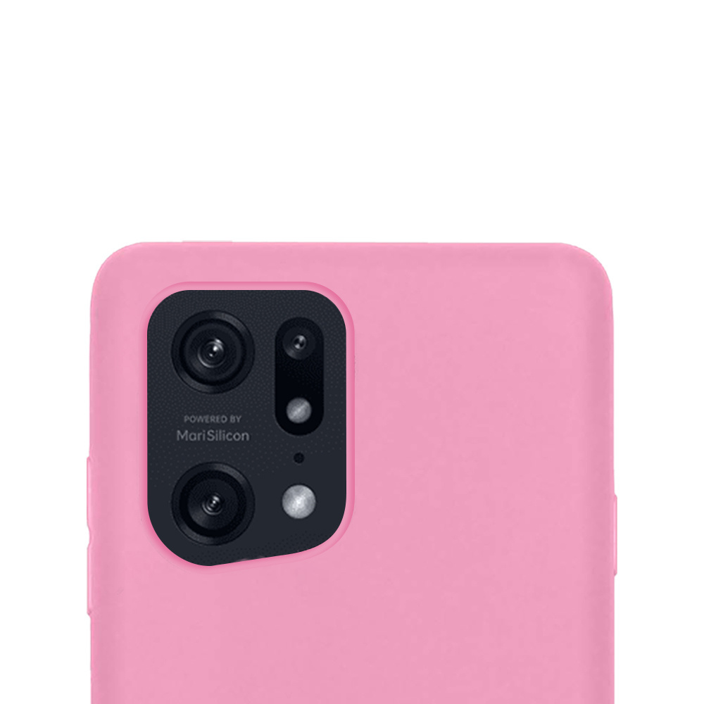 OPPO Find X5 Hoesje Back Cover Siliconen Case Hoes Met 2x Screenprotector - Licht Roze
