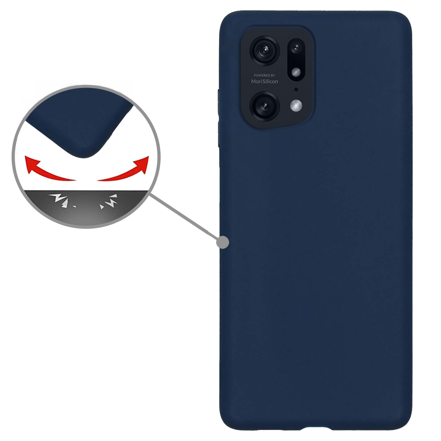 Nomfy Hoesje Geschikt voor OPPO Find X5 Hoesje Siliconen Cover Case Met Screenprotector - Hoes Geschikt voor OPPO X5 Hoes Back Case - Donkerblauw