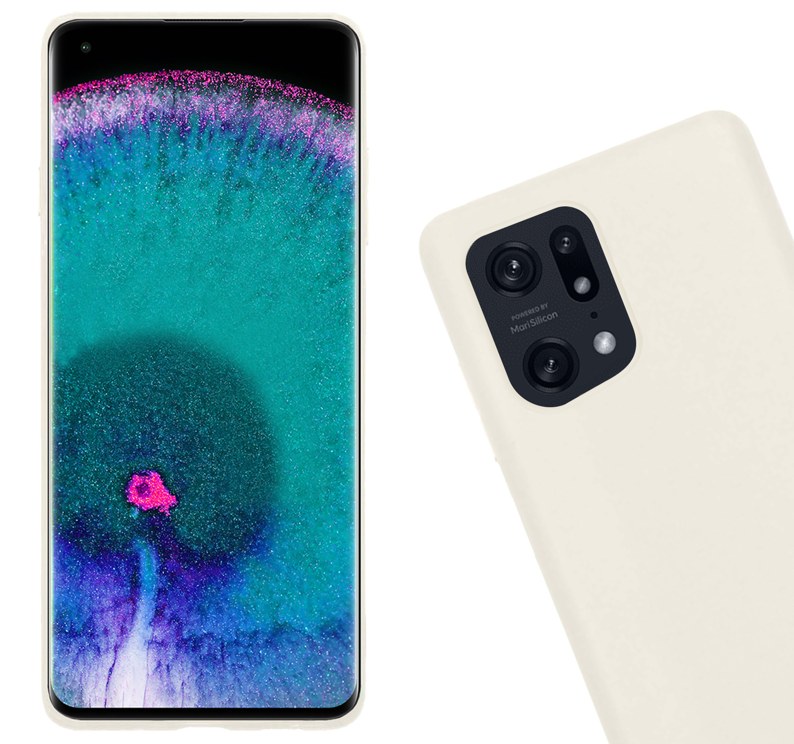 Nomfy Hoesje Geschikt voor OPPO Find X5 Hoesje Siliconen Cover Case Met Screenprotector - Hoes Geschikt voor OPPO X5 Hoes Back Case - Wit
