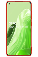 BASEY. Hoes Geschikt voor OPPO Find X5 Lite Hoesje Siliconen Back Cover Case - Hoesje Geschikt voor OPPO X5 Lite Hoes Cover Hoesje - Rood