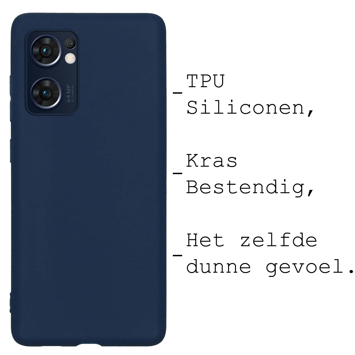 BASEY. Hoes Geschikt voor OPPO Find X5 Lite Hoesje Siliconen Back Cover Case - Hoesje Geschikt voor OPPO X5 Lite Hoes Cover Hoesje - Donkerblauw - 2 Stuks