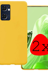 BASEY. Hoes Geschikt voor OPPO Find X5 Lite Hoesje Siliconen Back Cover Case - Hoesje Geschikt voor OPPO X5 Lite Hoes Cover Hoesje - Geel - 2 Stuks