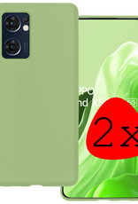 BASEY. Hoes Geschikt voor OPPO Find X5 Lite Hoesje Siliconen Back Cover Case - Hoesje Geschikt voor OPPO X5 Lite Hoes Cover Hoesje - Groen - 2 Stuks