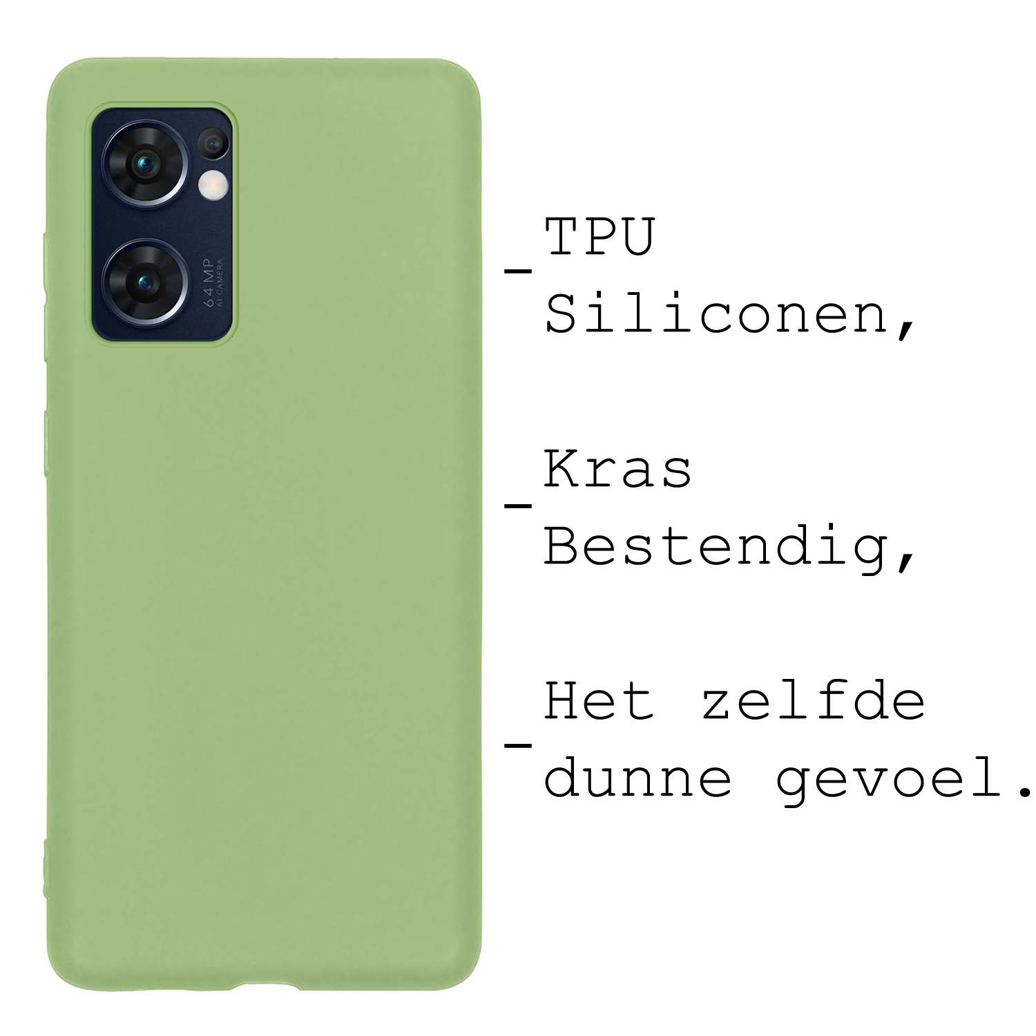 BASEY. Hoes Geschikt voor OPPO Find X5 Lite Hoesje Siliconen Back Cover Case - Hoesje Geschikt voor OPPO X5 Lite Hoes Cover Hoesje - Groen - 2 Stuks