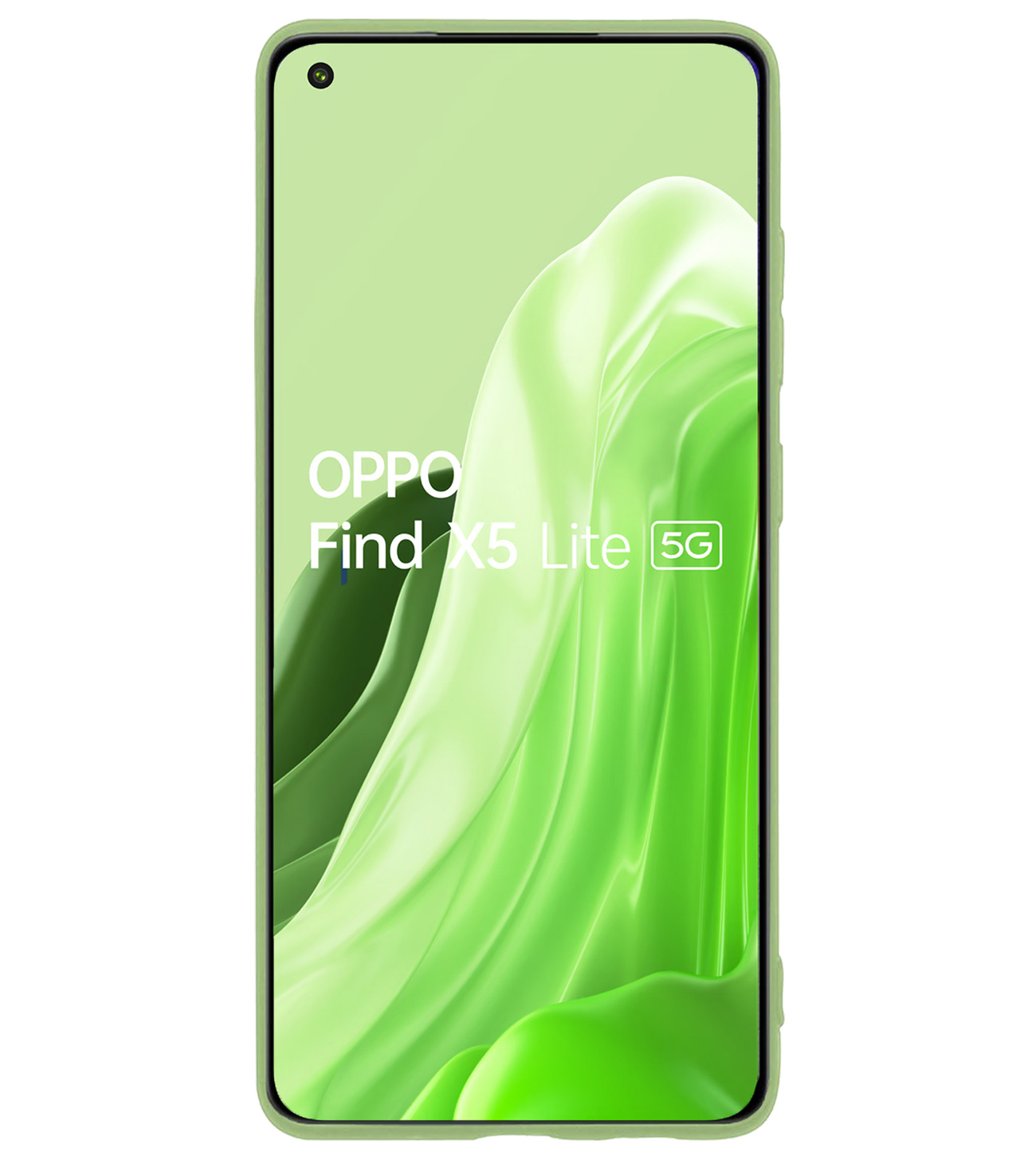BASEY. Hoes Geschikt voor OPPO Find X5 Lite Hoesje Siliconen Back Cover Case - Hoesje Geschikt voor OPPO X5 Lite Hoes Cover Hoesje - Groen - 2 Stuks