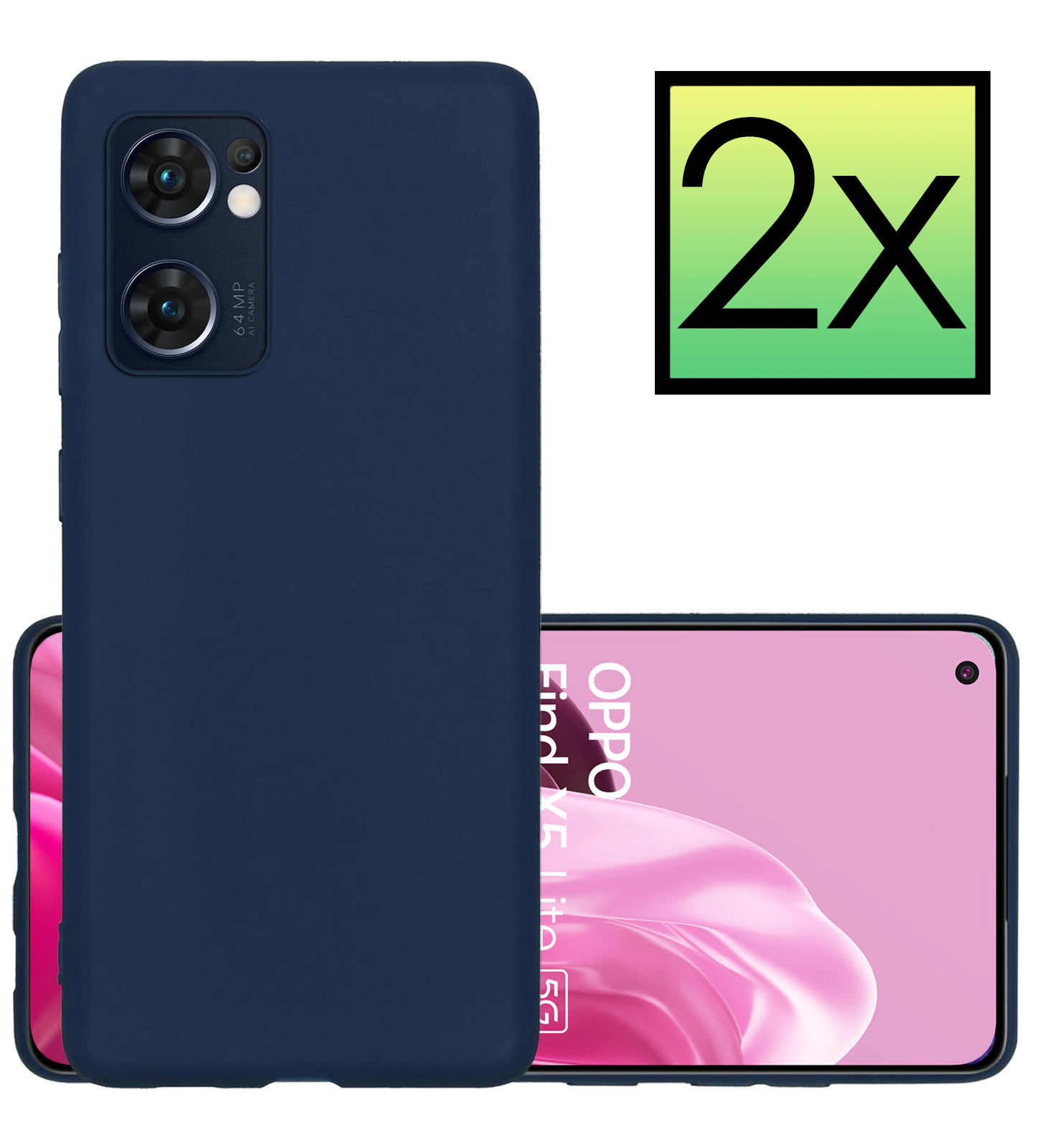 NoXx Hoes Geschikt voor OPPO Find X5 Lite Hoesje Cover Siliconen Back Case Hoes - Donkerblauw - 2x