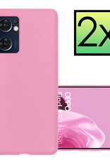 NoXx Hoes Geschikt voor OPPO Find X5 Lite Hoesje Cover Siliconen Back Case Hoes - Lichtroze - 2x