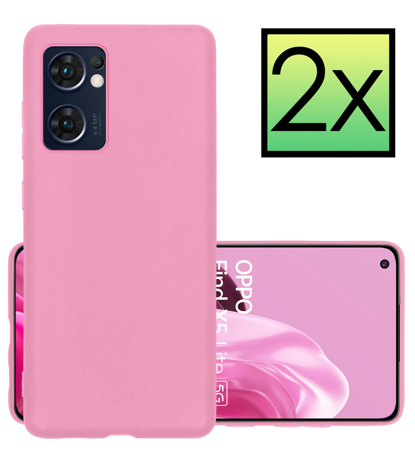 NoXx Hoes Geschikt voor OPPO Find X5 Lite Hoesje Cover Siliconen Back Case Hoes - Lichtroze - 2x